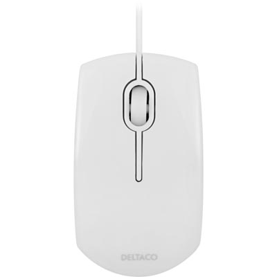 Deltaco Optical Mini Mouse MS496, 800 DPI, 1.5m, USB 2.0, White